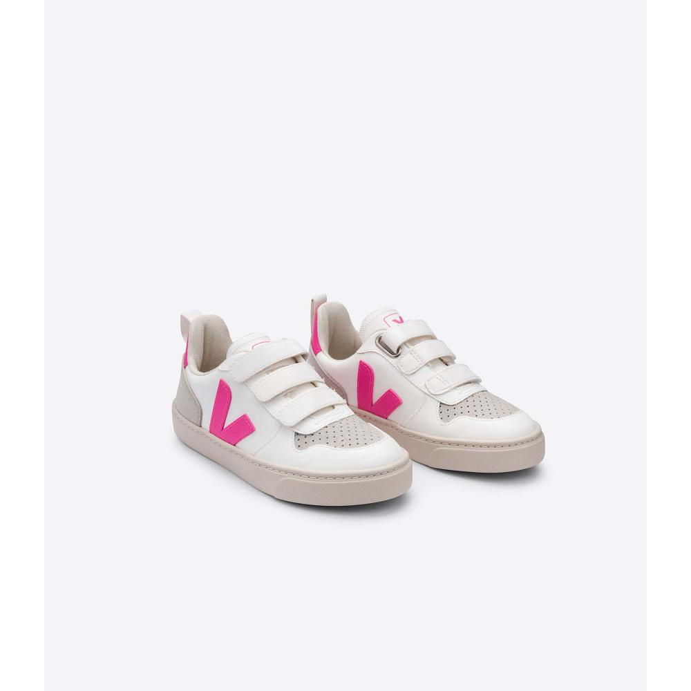 Kids' Veja V-10 CWL Shoes White/Pink | ZA 786UZG